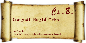 Csegedi Boglárka névjegykártya